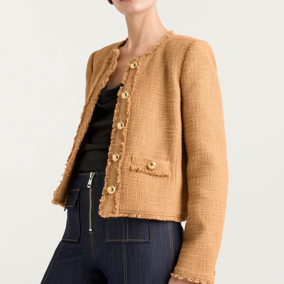 Cinq à Sept Tan Fringed Blazer - Picture 2 of 8